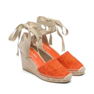 NWT Prada Espadrille Wedge Sandals in Orange Size EU 38 US 8